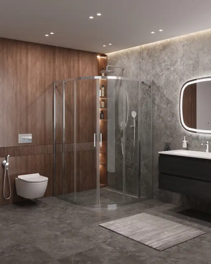 Душевой уголок CEZARES MOLVENO-R-22-90+30-C-Cr-IV стекло Прозрачное, профиль Хром фото 1