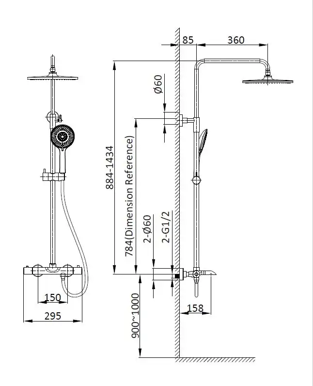 Душевая система  Vincea Esse VSFS-1E1TCH VSFS-1E1TCH  с термостатом, хром фото 5