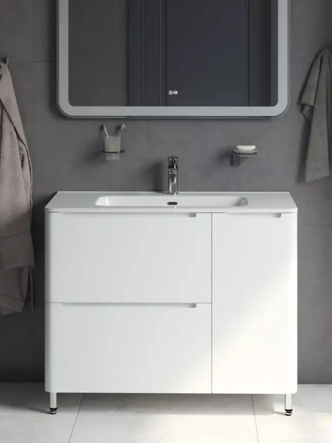 Тумба с раковиной IDDIS Edifice 100, напольная, Белая, EDI10WFi95K фото 1