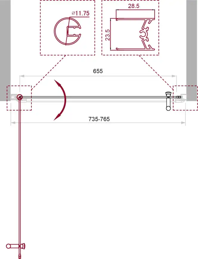 Душевая дверь BelBagno Uno 75 см, UNO-B-1-75-C-Cr, профиль Хром, стекло Прозрачное фото 2