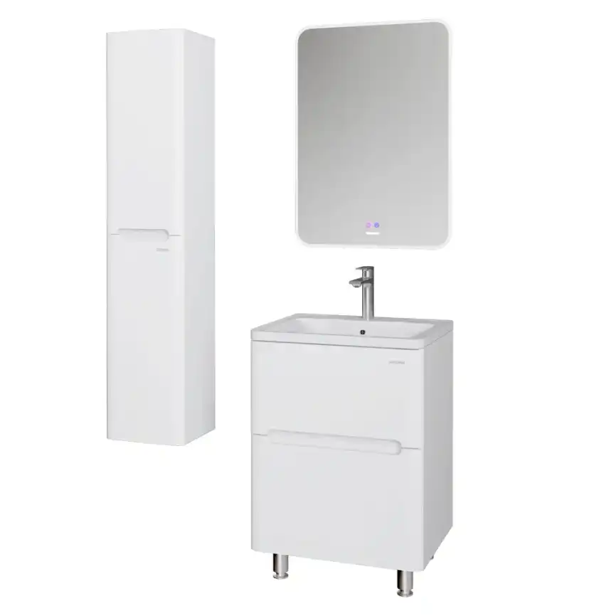 Тумба под раковину Grossman Адель-Норма 60 напольная, белая глянцевая (106039) фото 4