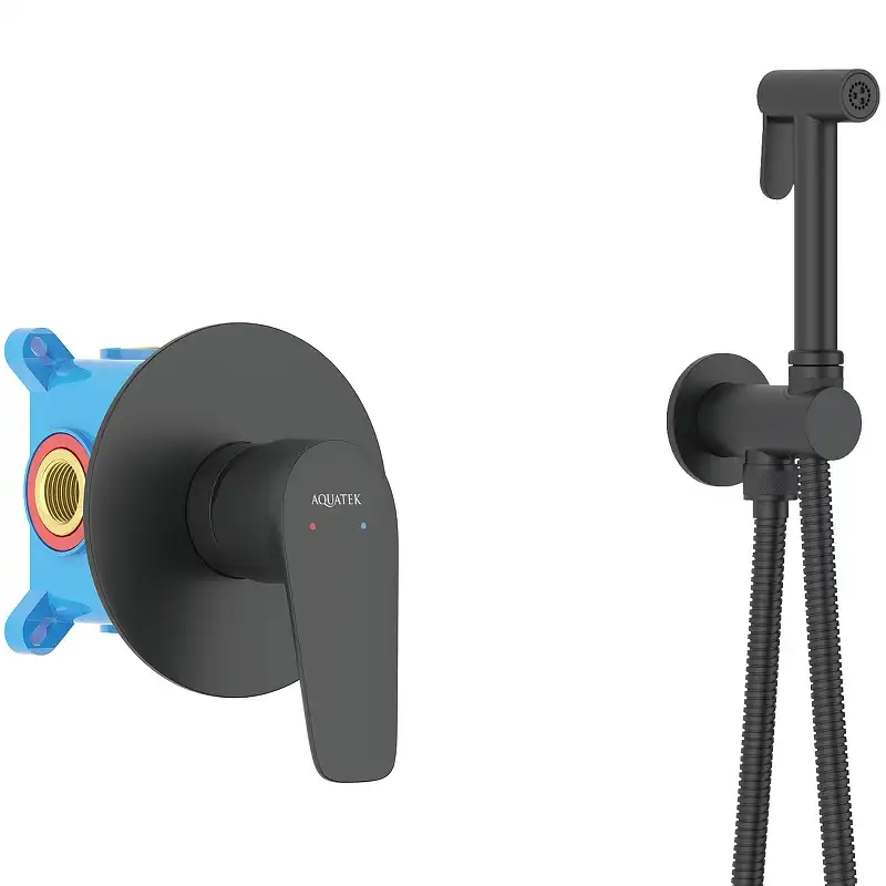Гигиенический душ со смесителем Aquatek AQ1119MB однорычажный, Черный фото 1