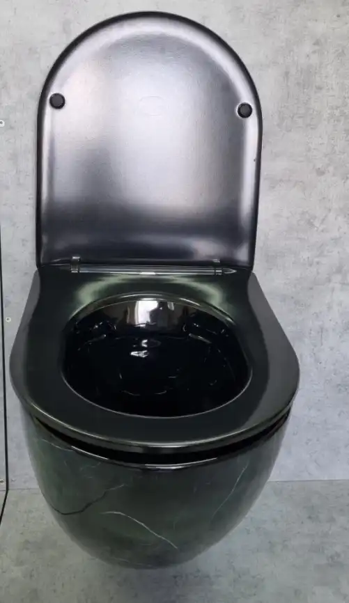 Унитаз подвесной Ceramalux 2212BM с сиденьем микролифт Черный мрамор фото 5