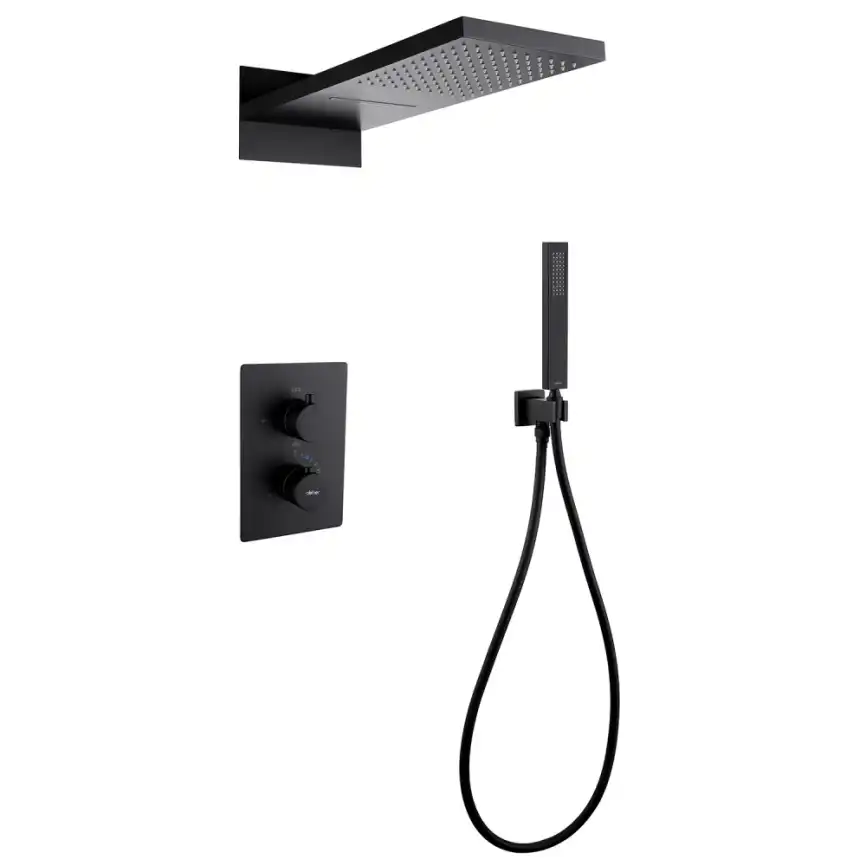 Душевая система ABBER Weiss Insel AF8052B скрытого монтажа без излива, термостат, черная матовая фото 1