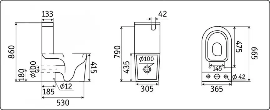 Унитаз-компакт CeramaLux NS-2178, безободковый, с бачком и сидением микролифт Белый фото 2