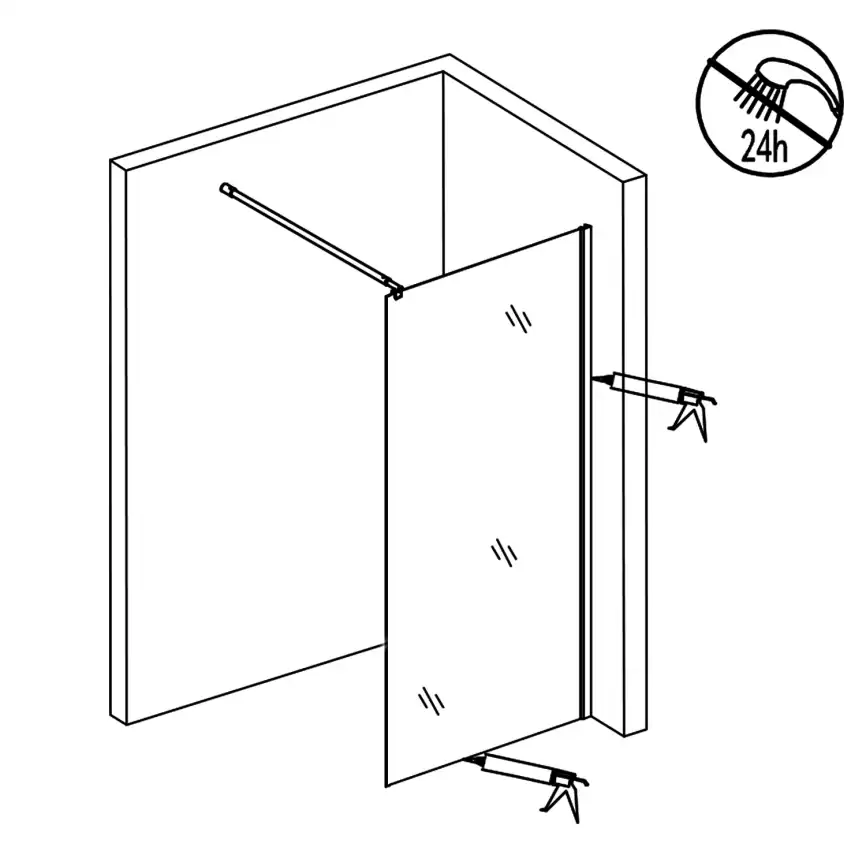 Душевая перегородка Loranto Walk-in 70 CS-W04B-70, профиль черный матовый, стекло Прозрачное фото 6