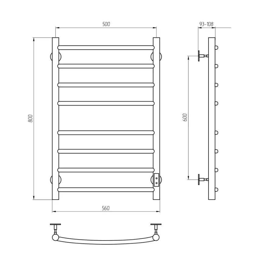 Полотенцесушитель электрический 50x80 AVS Блюз с терморегулятором, хром фото 4