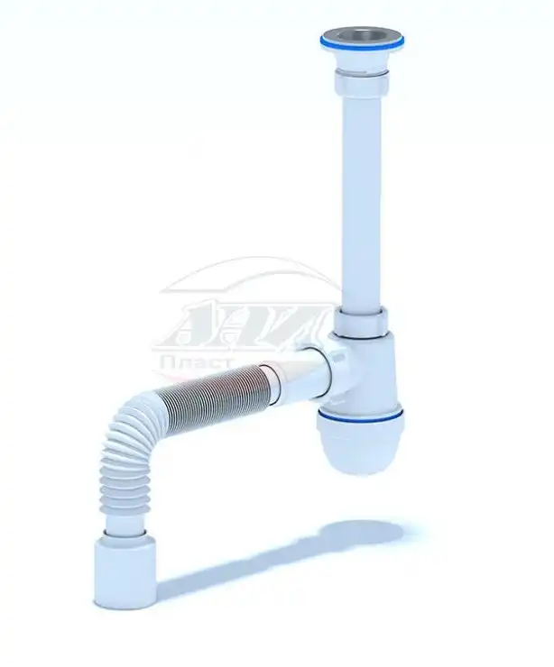 Сифон для раковины Ани Пласт 1 1/4*40 С1010 с гибкой трубой 40*50 фото 1