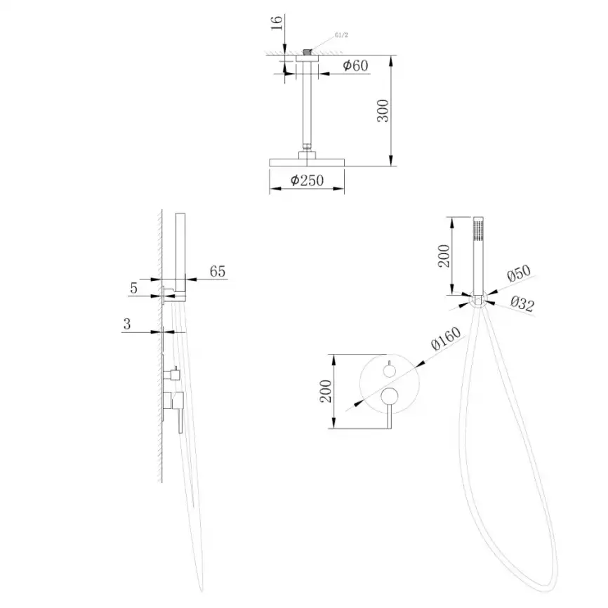 Душевая система ABBER Emotion AF8821 скрытого монтажа без излива, хром фото 3