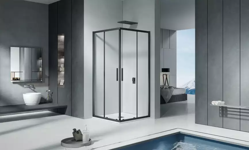 Душевой уголок Good Door COFE CR-80-C-B профиль Черный стекло прозрачное фото 1