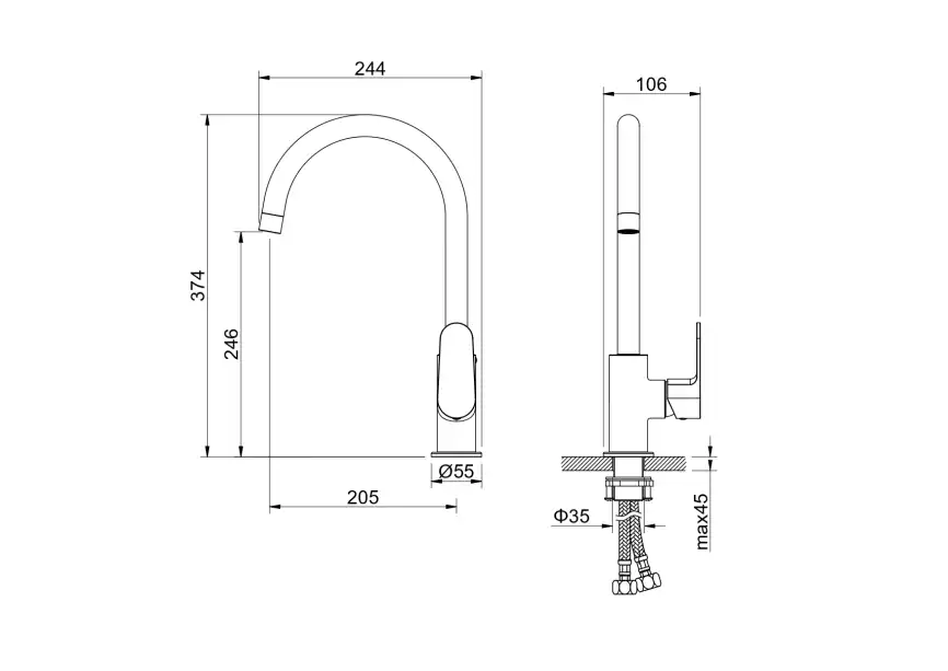 Смеситель для кухни Aquatek Оберон AQ1282BG, Золото матовое фото 2