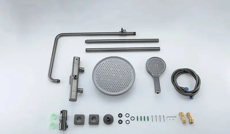 Душевая система Gappo G2495-79 с тропическим душем и термостатом, Оружейная сталь фото 9