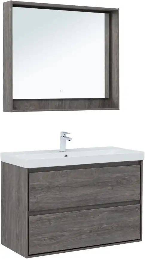 Тумба под раковину Aquanet Милан 100 дуб рошелье, подвесная, 336375 фото 14