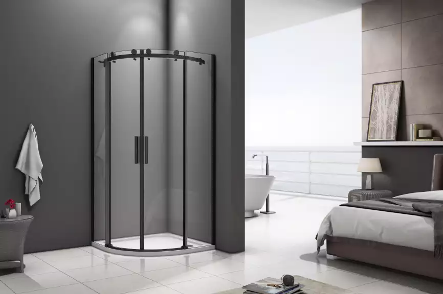 Душевой уголок Good Door GALAXY R-TD-100-C-B профиль Черный стекло прозрачное фото 1