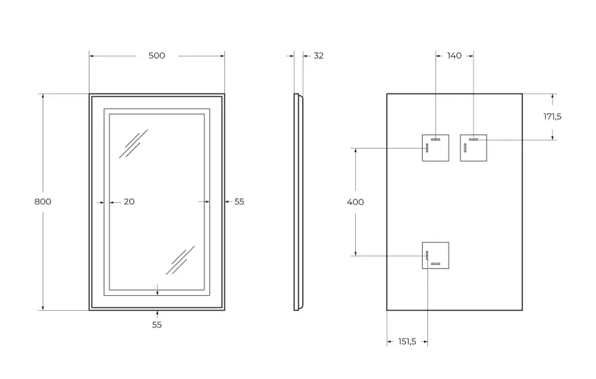 Зеркало BelBagno SPC-KRAFT-500-800-SENS-NERO фото 10