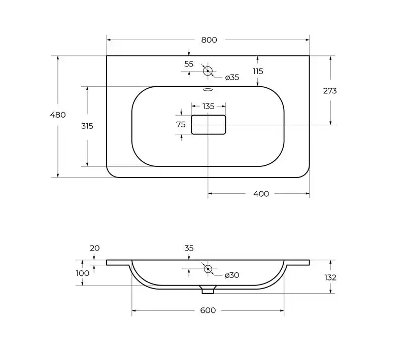 Раковина CEZARES CZR-800/480-LV-MR-NV фото 4