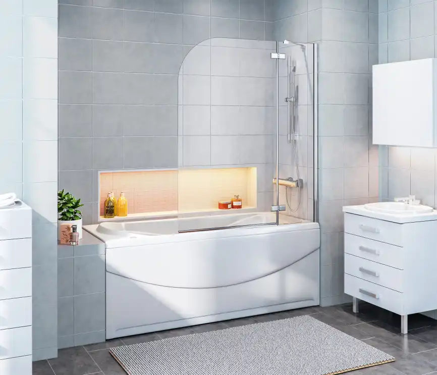 Шторка на ванну Good Door SCREEN 2Н-100-C-CH 100 см, ПД00093, профиль Хром, стекло Прозрачное фото 1