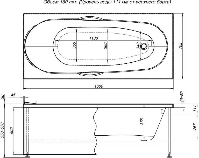 Фронтальная панель Aquanet Dali 160 фото 2