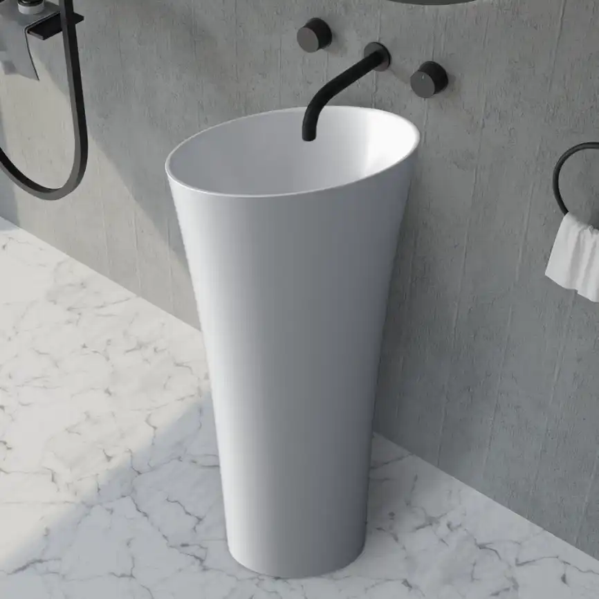 Раковина напольная ABBER STEIN 50х50х90 AS2509-H, круглая, белая матовая фото 1