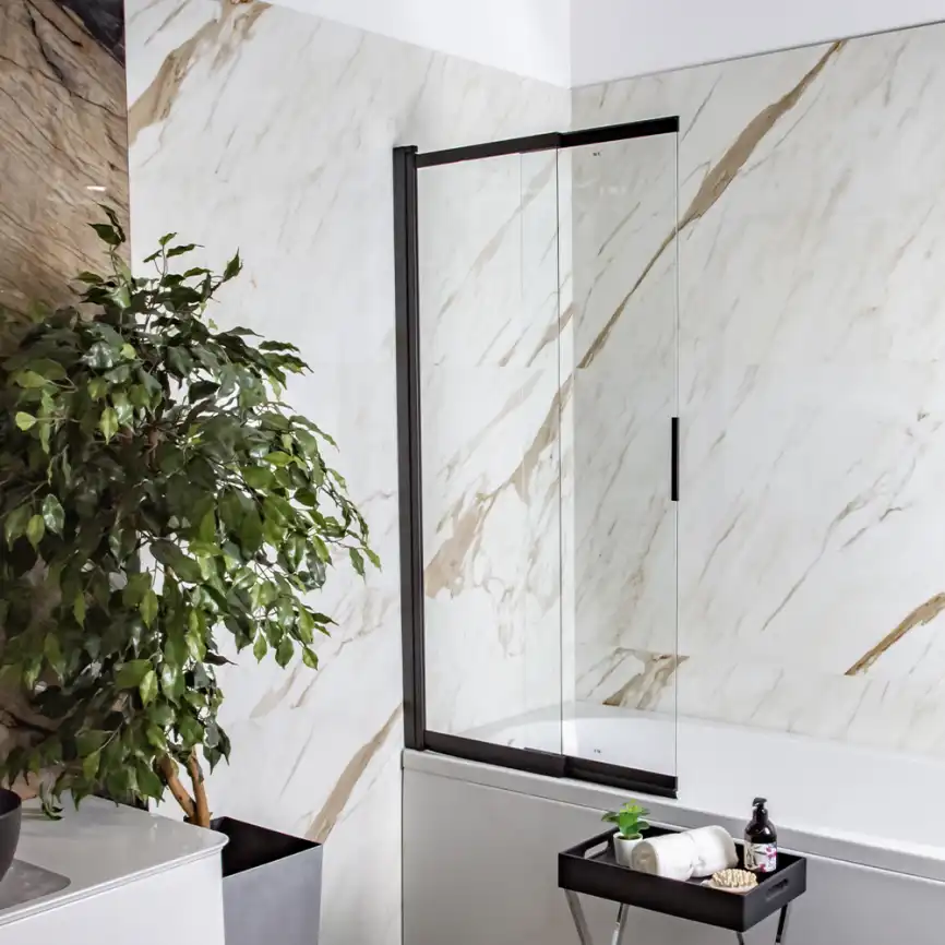 Шторка на ванну AVS Слайдер Плюс 80 профиль черный, стекло прозрачное, 803-0011-150-82-BM-T фото 6