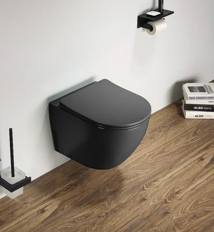 Унитаз подвесной CeramaLux 2197MDH, безободковый с сиденьем Микролифт Серый матовый фото 2