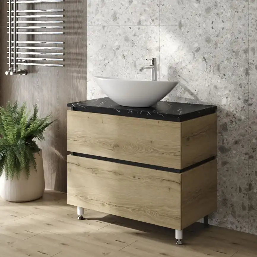 Тумба под раковину FAURAplus ТРИУМФ 80-2 напольная, дуб эльвезия фото 5