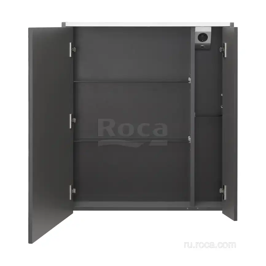 Зеркальный шкаф Roca Ronda 70 ZRU9302969 с подсветкой, Антрацит / Белый глянец фото 2