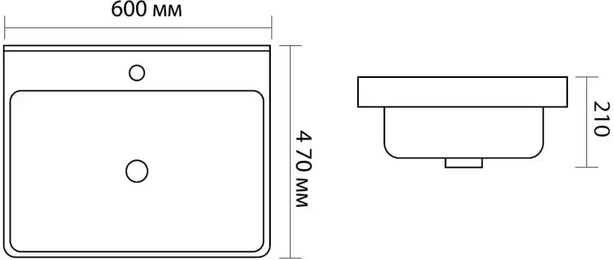 Раковина Aquanet Ирис 60 329247 прямоугольная, Черная матовая фото 2
