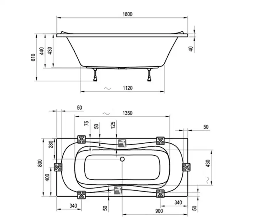 Акриловая ванна Ravak CAMPANULA II 180х80 CB21000000 прямоугольная, Белая фото 4