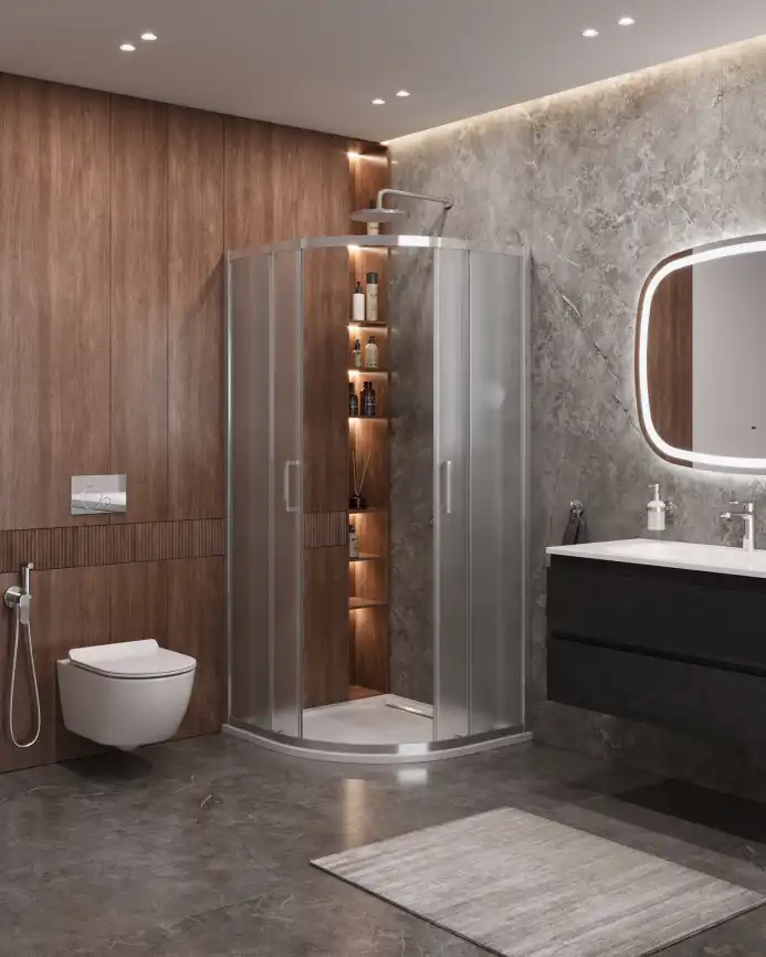 Душевой уголок CEZARES MOLVENO-R-2-90-P-Cr стекло Матовое рифленая, профиль Хром фото 6