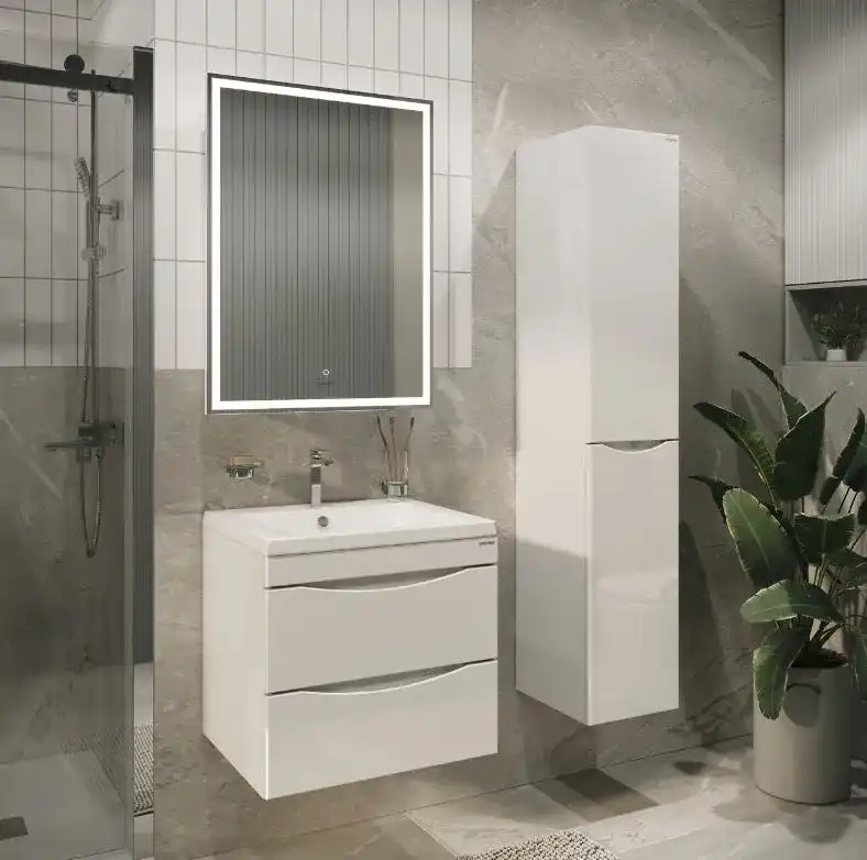 Шкаф-пенал для ванной Grossman Виста 30 подвесной, белый глянцевый (303069) фото 2