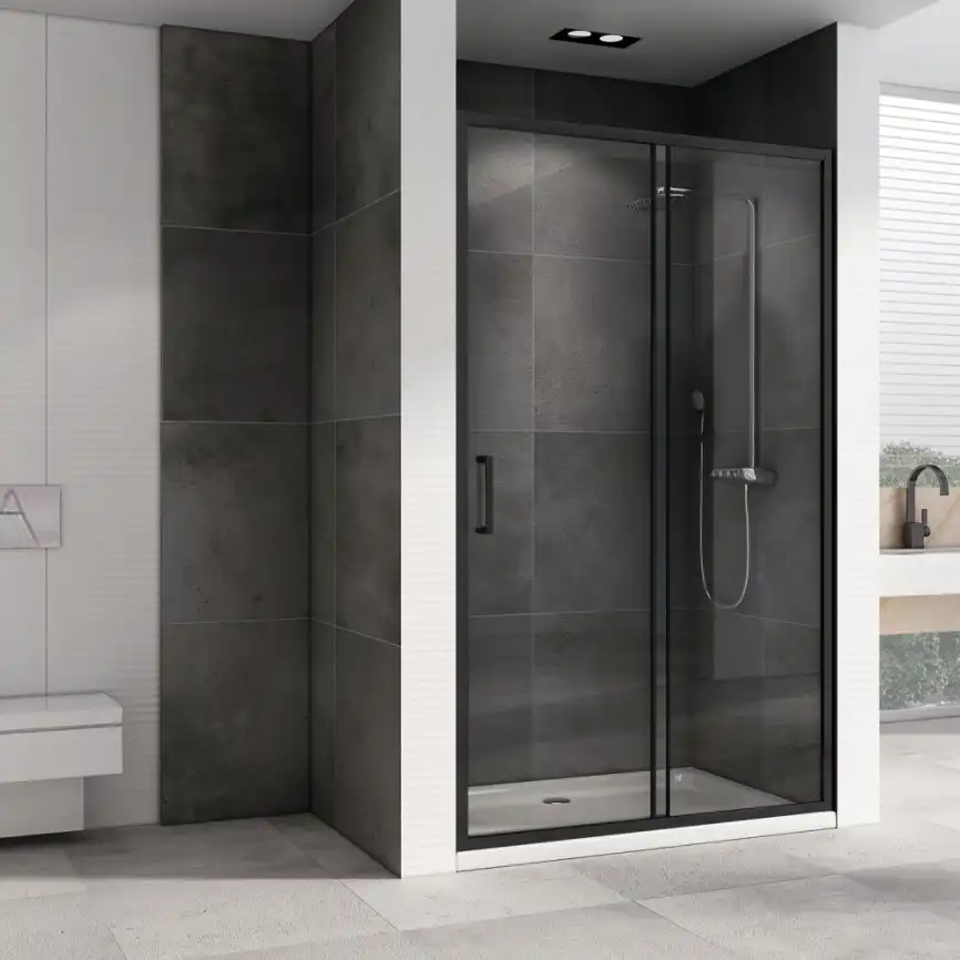 Душевая дверь Abber Schwarzer Diamant 110 см, AG30110B5, профиль Черный, стекло Прозрачное фото 2