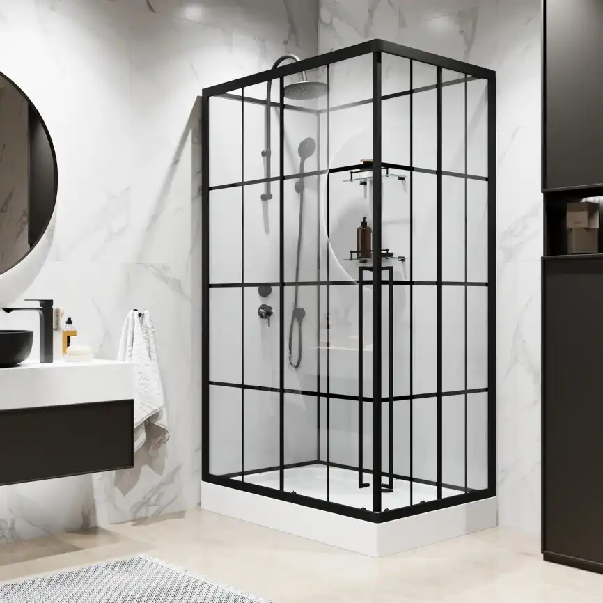 Душевая кабина Niagara Standart 120х80 ST120/80/15QL/KL/BKT низкий поддон, черный профиль, стекло прозрачное фото 3