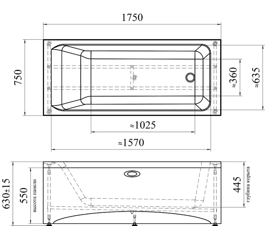 Акриловая ванна Radomir Агата 175х75 (2-01-0-0-1-227Р), на каркасе, белая фото 8