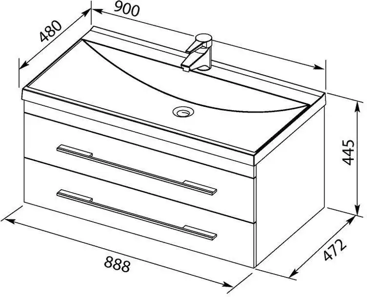 Раковина Aquanet Нота 90 284114 прямоугольная, Белая глянцевая фото 2