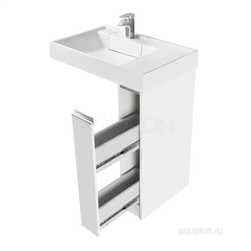 Тумба под раковину Aquaton Лондри 80 под стиральную машину с фасадом 1A236101LH010 напольная цвет, белый глянец фото 4