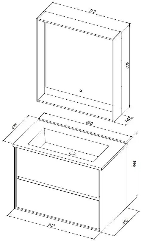 Тумба под раковину Aquanet Милан 85 дуб рошелье, подвесная, 339969 фото 2