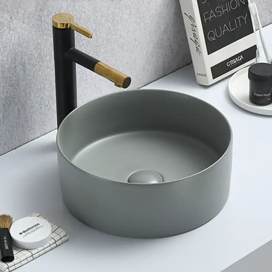 Раковина AVS Лилиан 36x36 серая матовая с донным клапаном фото 4