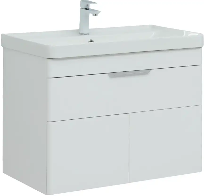 Тумба под раковину Aquanet Ирис new 85 белый глянец (1 ящик, 2 дверцы) 310150 фото 1