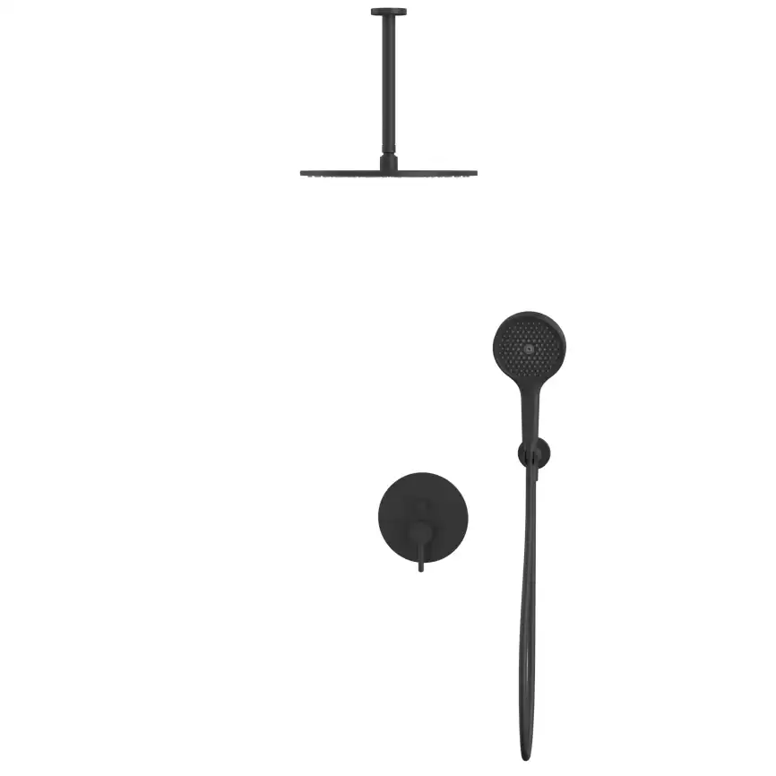 Душевая система для душа WHITECROSS Y black YSET12TOPBL, скрытого монтажа, Черный матовый фото 2