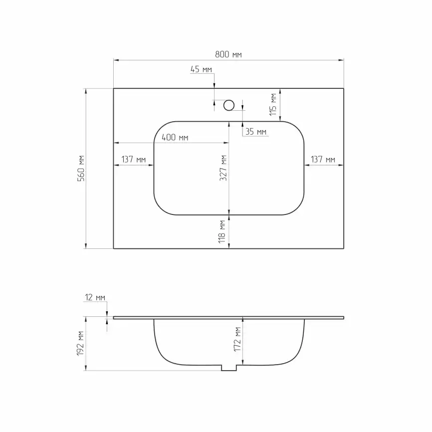 Раковина мебельная AVS Шарм 80x56 белая/черная фото 8