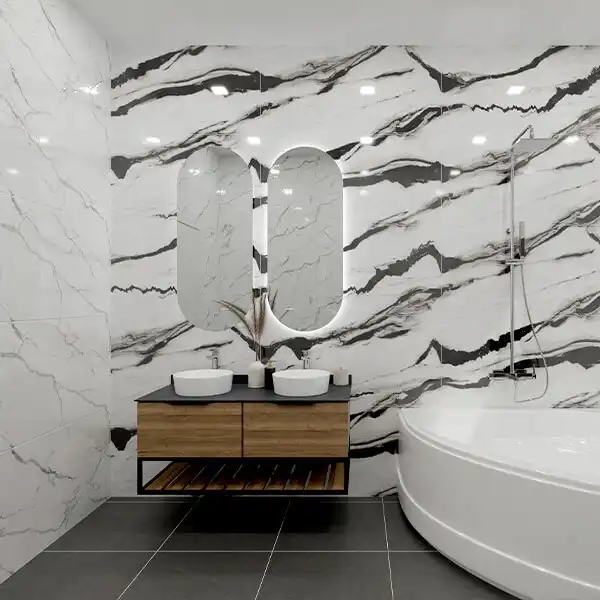 Керамогранит AVS Black Panda 60x120 полированный, белый фото 6