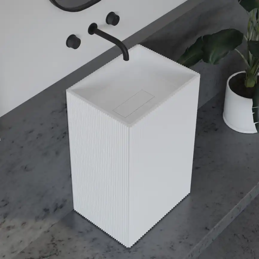 Раковина напольная ABBER STEIN 50х40х85 AS2503-H, прямоугольная, белая матовая фото 1