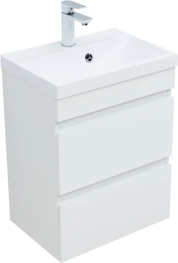 Тумба под раковину Aquanet Нота New 50 2 ящика, белый глянец 335416 фото 5