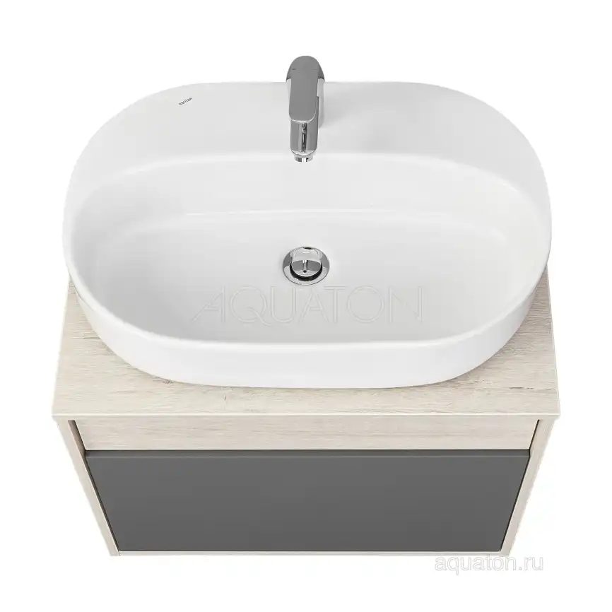 Тумба под раковину Aquaton Лофт Урбан 65 1A254001LQX60 подвесная цвет, серый графит / дуб орегон фото 8