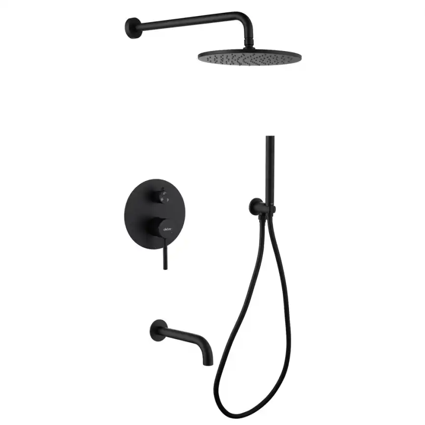 Душевая система ABBER Wasser Kreis AF8117B скрытого монтажа с изливом, черная матовая фото 1