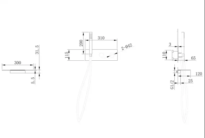 Смеситель для ванны с душем Abber Rund AF8731 встраиваемый, с внутренней частью, Хром фото 4