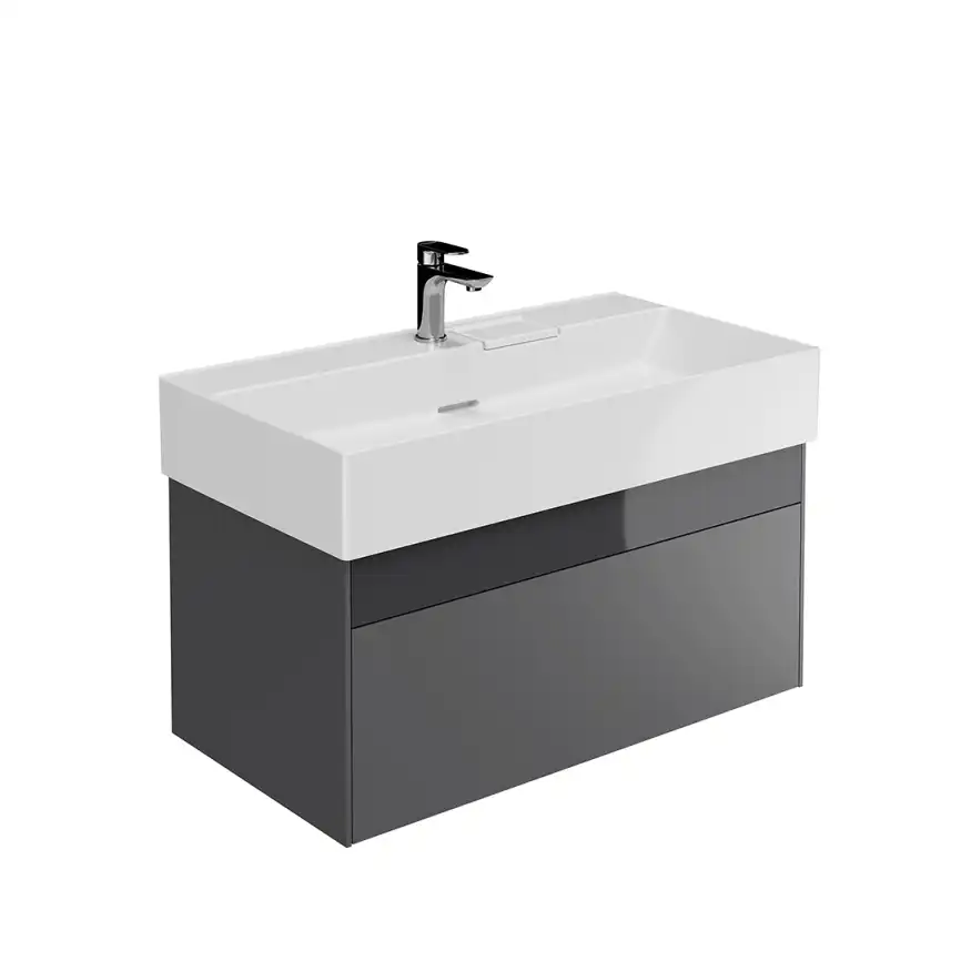 Тумба под раковину Kerama Marazzi LOGICA 90 см, LOG.90.2\ST подвесная, стальной серый фото 1