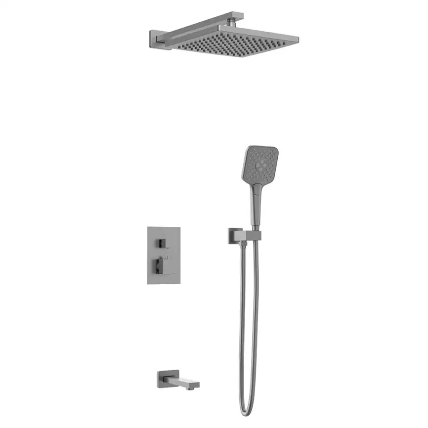 Встраиваемая душевая система AVS TERMO 811-504-GM термостат с изливом, оружейная сталь фото 1