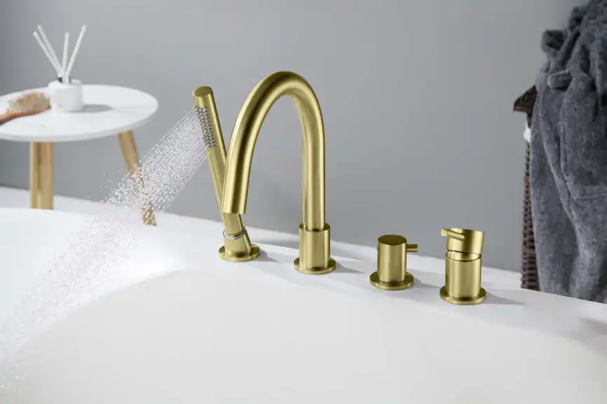 Смеситель на борт ванны Aquatek Европа AQ1348BG, Золото матовое фото 9